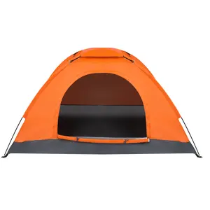1-Person Waterproof Camping Dome Tent | Lightweight Backpacking Tent for Hiking, 200 x 120 x 100cm Orange Oxford Fabric, Double Layer Door, Fiberglass Poles, Portable Carrying Bag Included