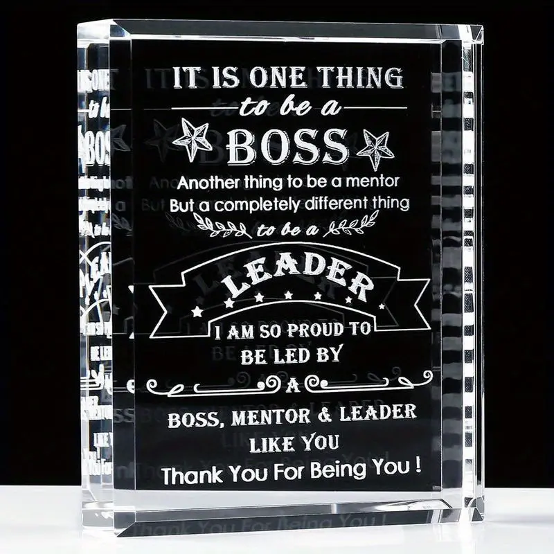 Best Boss Gifts for Men Women Crystal Office Keepsakes Thank You Farewell Gifts for Boss Lady Mentor Supervisor Leader Retirement Going Away - Office Decorations for Men Women - Thank You Farewell Gifts for Boss Lady Mentor Christmas Birthday