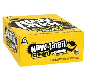 Now and Later Chewy Candy, Banana Flavor, 0.93 Ounce Bars (Pack of 24)