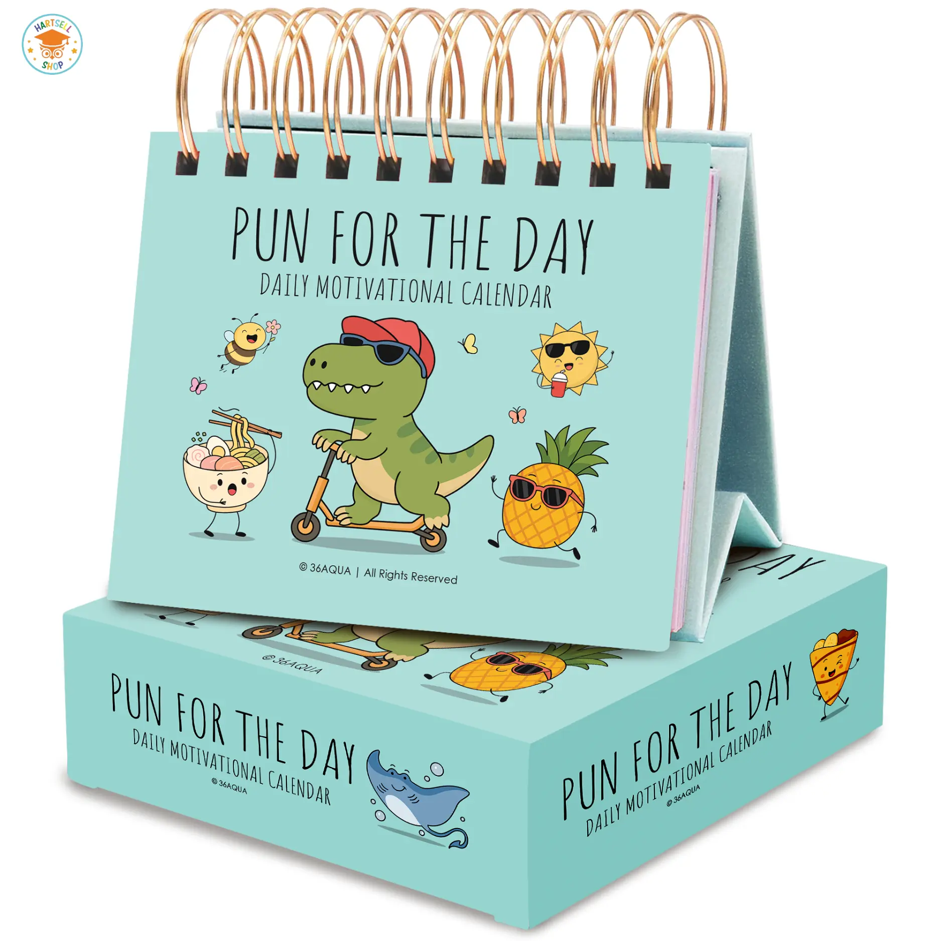 Hartsellshop Funny Puns Calendar 2026 Daily Desk Planner 4.84 x 5.9 Portable Spiral Bound with Tear Off Pages Notes Section for Home Office School