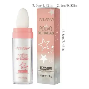 Shimmering Highlighter Powder with Soft Makeup Sponge Head, Long Lasting Pearly Makeup White &Pink, Body Highlighting Cosmetic, Nose Contouring&Facial Highlighting Powder Stick for Party, Beauty Trending Products