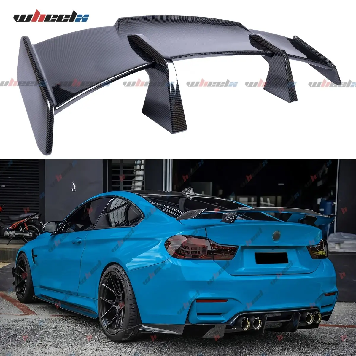 58" MP Style Universal Car Rear Spoiler, PRO Series Gloss Black Carbon Fiber, Compatible with Chevy, Ford Mustang, BMW, Mercedes-Benz, Dodge Charger, Audi, Honda Accord, Civic, Infiniti