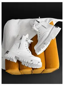 Unisex Durable Anti-Slip Work Boots: Serrated Non-Slip Sole, Reinforced Stitching, Metal Rivets. For Outdoor Trips/Short Hikes, Footwear