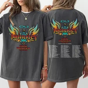 Journey Final Frontier Tour 2026 Unisex Heavy Cotton T-Shirt - Iconic Concert Graphic Tee for Band Fans, Classic 90s Vintage Style Merch, Soft and Durable Casual Fit for Everyday Comfort