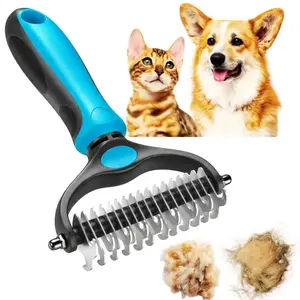 Pet Grooming Rake - Double-Sided Deshedding Dematting Tool, Undercoat Rake for Dogs & Cats, Extra-Wide Dog Grooming Brush & Deshedder Comb for Long Hair, Reduces Shedding 95%
