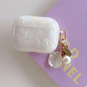 Faux Pearl Decor Earphone Case with Keychain, Tpu Headphone Case Compatible with AirPods 1/ 2 and AirPods 3/ 4/ Pro/ Pro2, Earphone Accessories, Headset