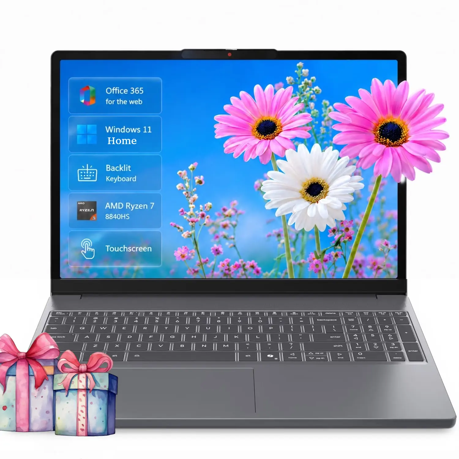 Lenovo 15.3‘’ Touchscreen Laptop Ryzen 7 8840HS Gray 2026,up to 32GB 1TB SSD, 1080p FHD IR camera, Radeon 780M graphics, Win 11 Home, Backlit keyboard