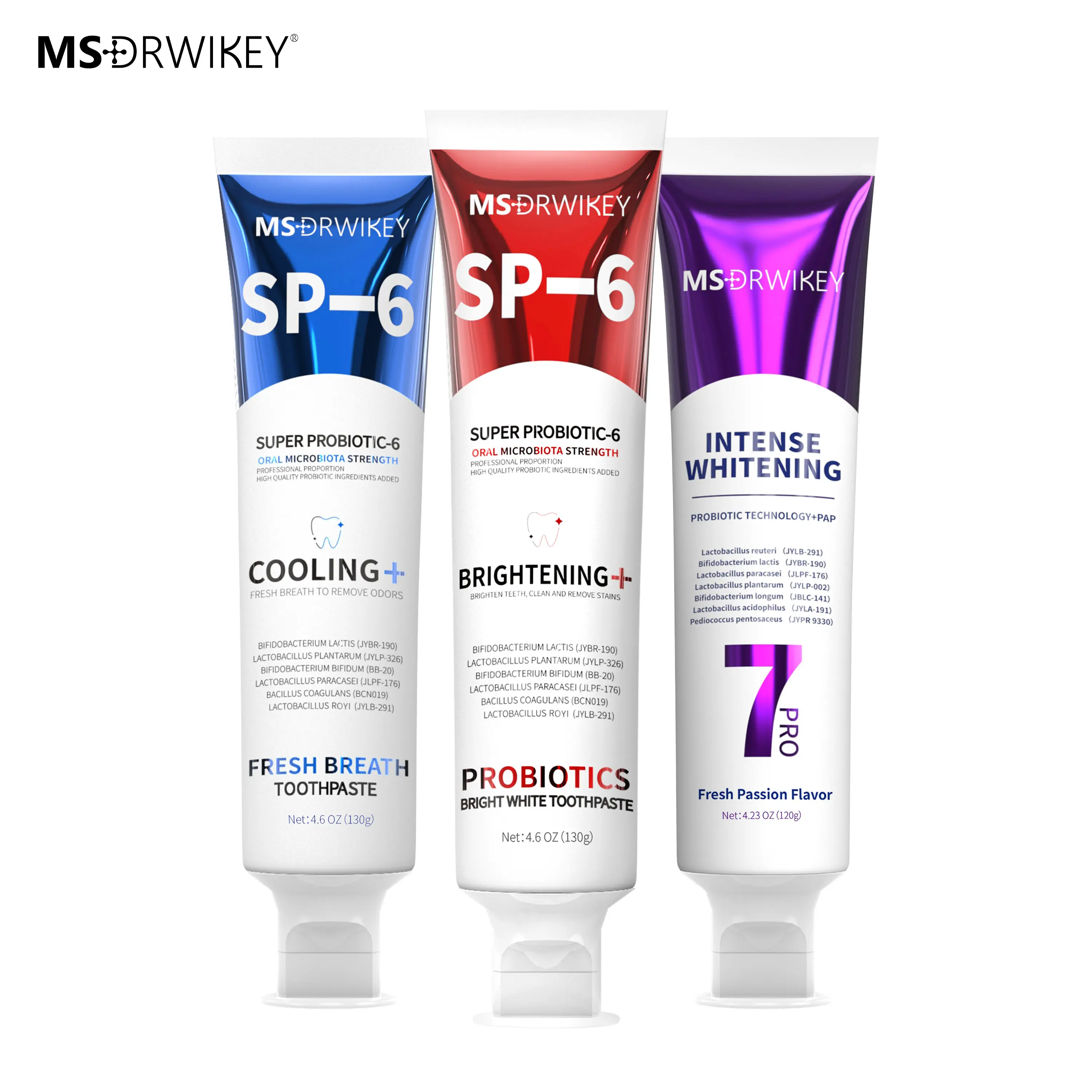 MSDRWIKEY 3-Pack Toothpaste Combo | 7Pro Fresh Formula | Fluoride Free Toothpastes for Teeth Care