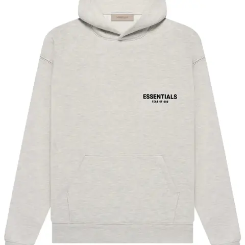 Fear of God Essentials Men's Oversized Fleece Hoodie - Light Oatmeal, Menswear, Mens Clothing, Tops, Sweatshirts