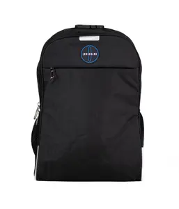 Longboard Backpack - Black - Cyan & White Logo
