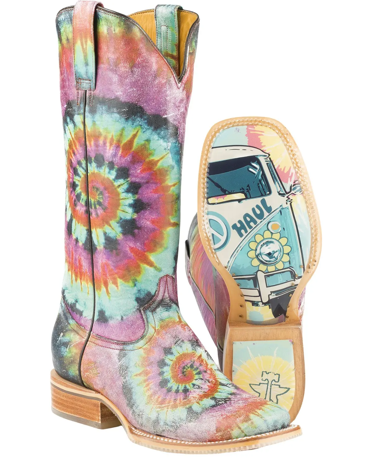 Tin Haul Women's Women'S Groovy With Tie Dye Camper Sole Western Boot - 14-021-0007-1275 Mu