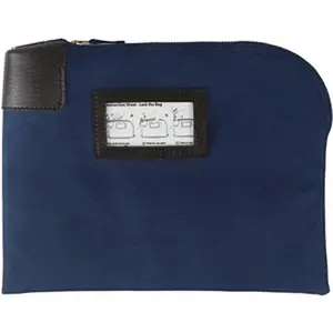 212 MAIN Durable Pouch - 8.5x11 in Solid Nylon Currency & Coin Storage Pouch with Built-In Lock, Double-Sewn Zip, Framed ID Slot, Navy (Home, Festive Supplies)