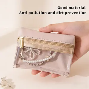 4 Pack Thick Transparent Jewelry Storage Bags, Zipper & Clear Dividers, Lightweight Multi-Pocket Design, Travel Friendly