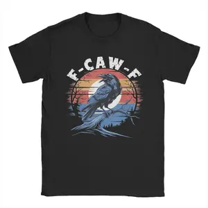 Vintage Black Crow F Caw F Funny Black Bird Lover T-Shirt Man Woman, Crewneck Cotton T Shirts, Soft Crew Neck Short Sleeve Tee for Adult, Vintage Casual Top for Daily Wear,Birthday Christmas Valentine's Day Anniversary Halloween Holiday Gi,tee