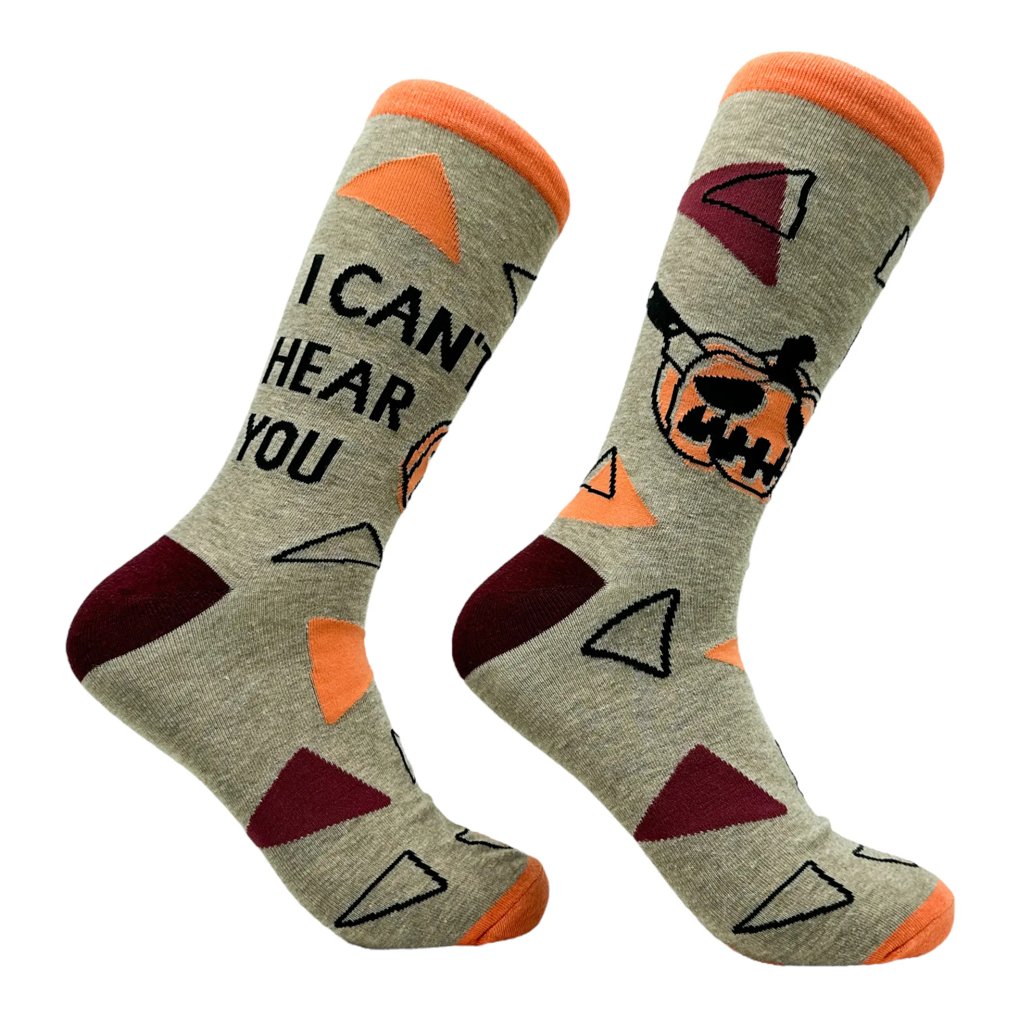 Women's I Cant Hear You Socks Funny Cut Halloween Pumpkin Joke Footwear Funny Graphic Socks Comfortable Fitted Spandex Cotton