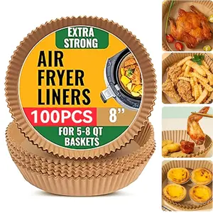 Air fryer paper, 100/50 non-stick liners, 7.48 inches (approx. 19cm) disposable air fryer liners, round liners suitable for 5-8 gallon (approx. 20.3L) air fryers, ovens, microwave baking, and Kitchenware, Home