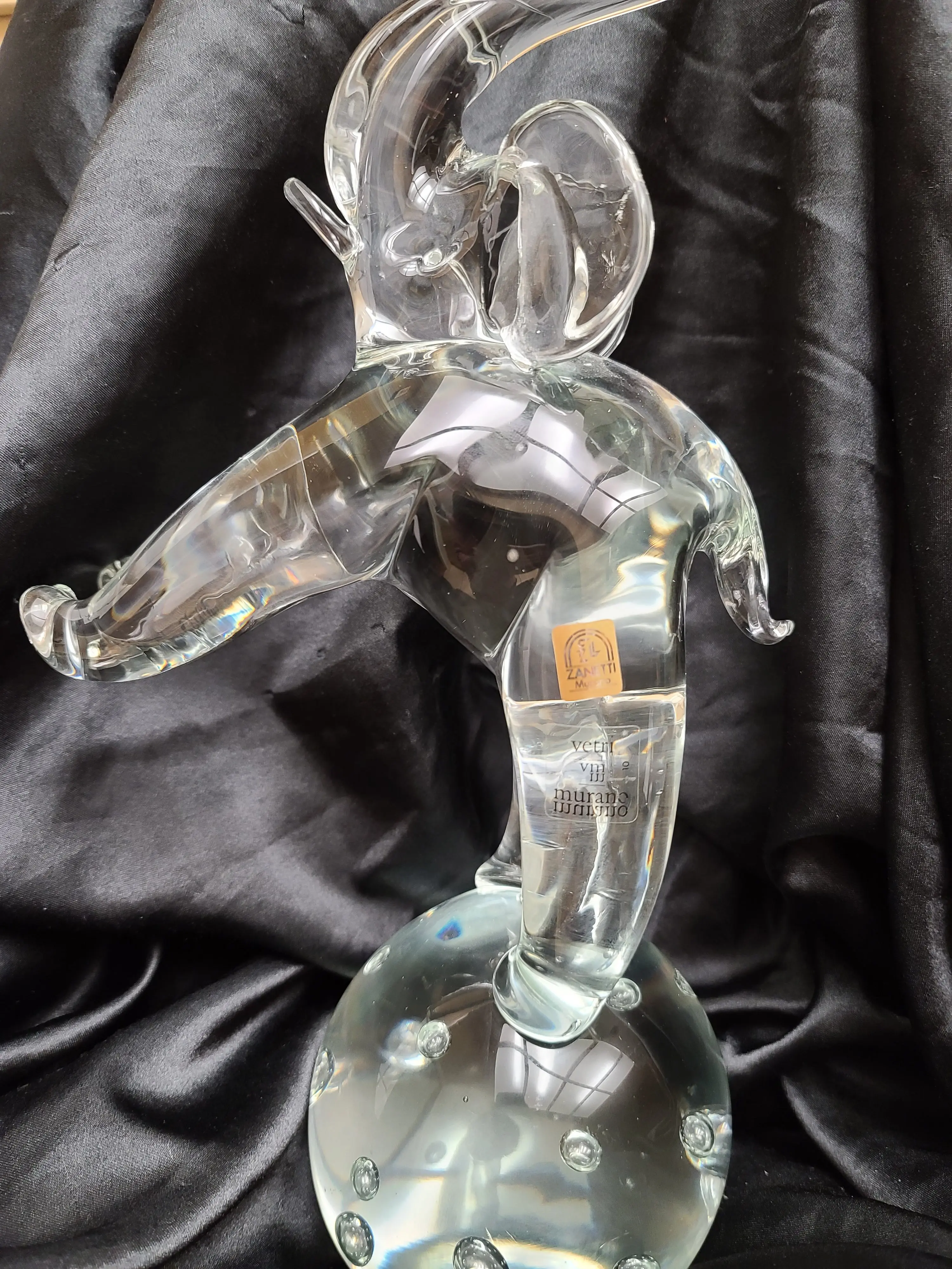 Licio Zanetti Murano Glass Elephant 16in Italian Art Glass Sculpture
