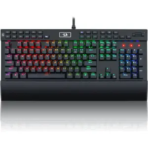 Redragon K550 RGB Gaming Keyboard, 104 Keys + 12 Macro G Keys Wired Mechanical Keyboard w/Aluminum Top Plate, Custom Clicky Purple Switch, Extra USB Port & Wrist Rest