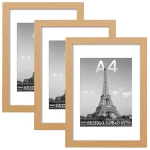 Natural Wood A4 Picture Frame Set, 1 Piece, 3 Pieces, 5 Pieces, Wall Hanging & Desktop Display, Elegant Wooden Poster Frames