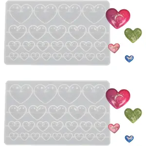 2 Pcs Heart Silicone Mold, Mixed Size Heart-Shaped Casting Jewelry Mold for Making Earrings & Jewelry Making Crafting Projects