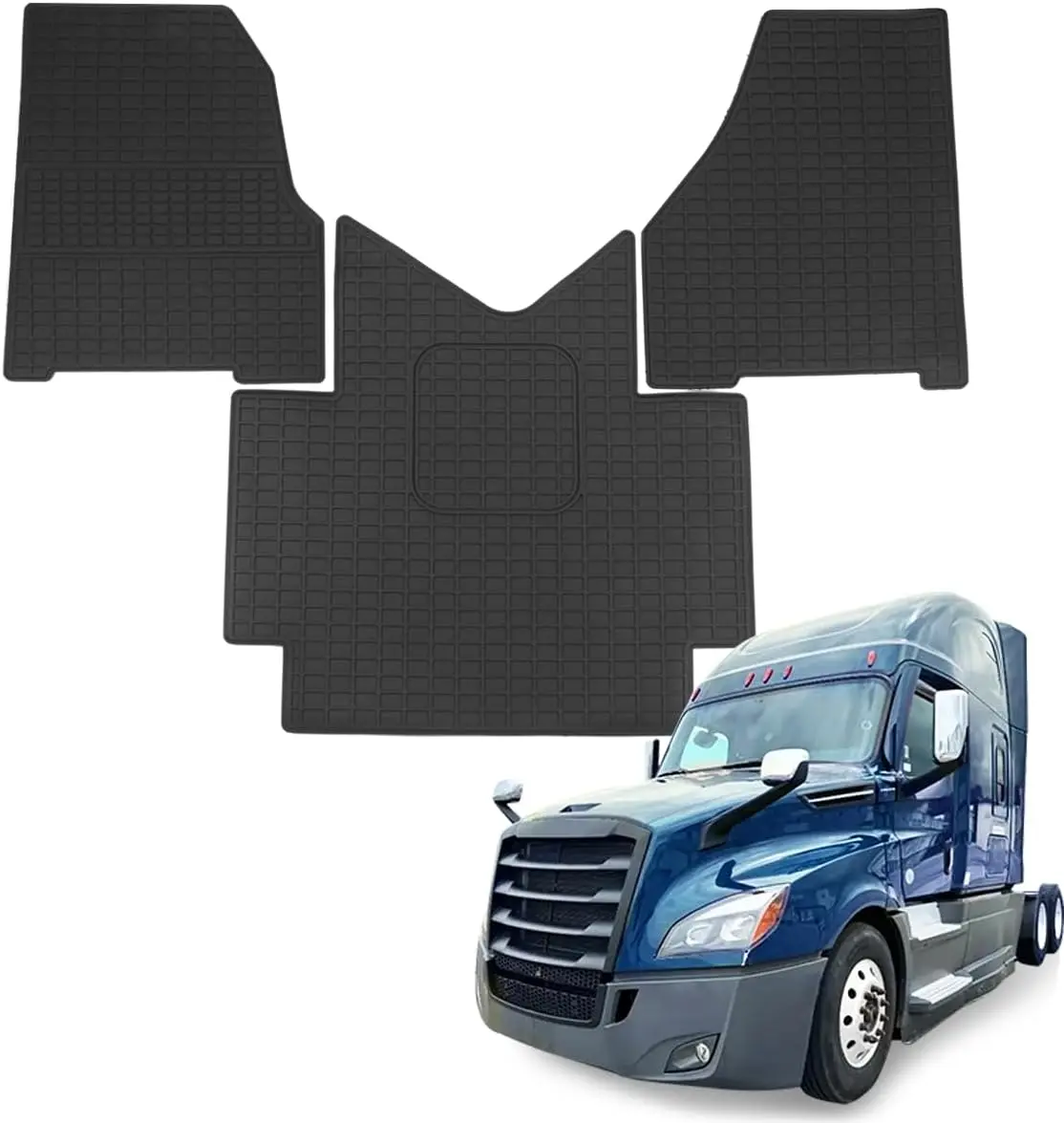 Floor Mats fit for Freightliner Cascadia 2018-2023 | Heavy Duty All-Weather  Floor Liners | Durable Rubber Cargo Mats | for Freightliner Cascadia Interior Accessories | 3-PCS Set