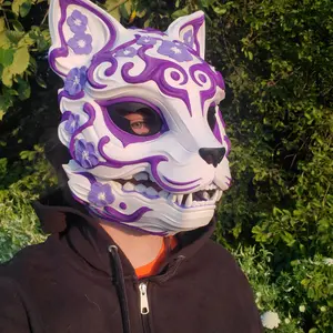 3D Printed Multi Color Articulating Kitsune Mask