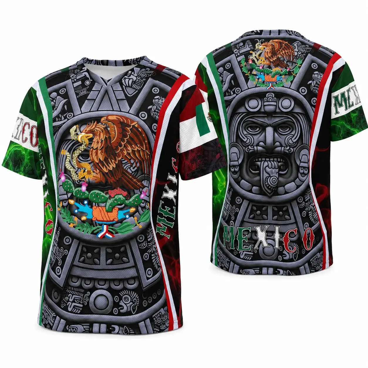 ⚽️Men's 2026 Mexico Soccer Jerseys, Mexican Soccer Jersey, Jerseys De Mexico, Mexican Aztec Calenda Graphic Retro Football Jersey