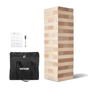 VEVOR Tumbling Timber Toy, 60 Blocks Giant Tumble Tower Blocks Game, Pine Wood Tumbling Tower Game with Carry Bag and Scoreboard, Wooden Stacking Game, Tumble Tower Family Games for Indoor/Outdoor