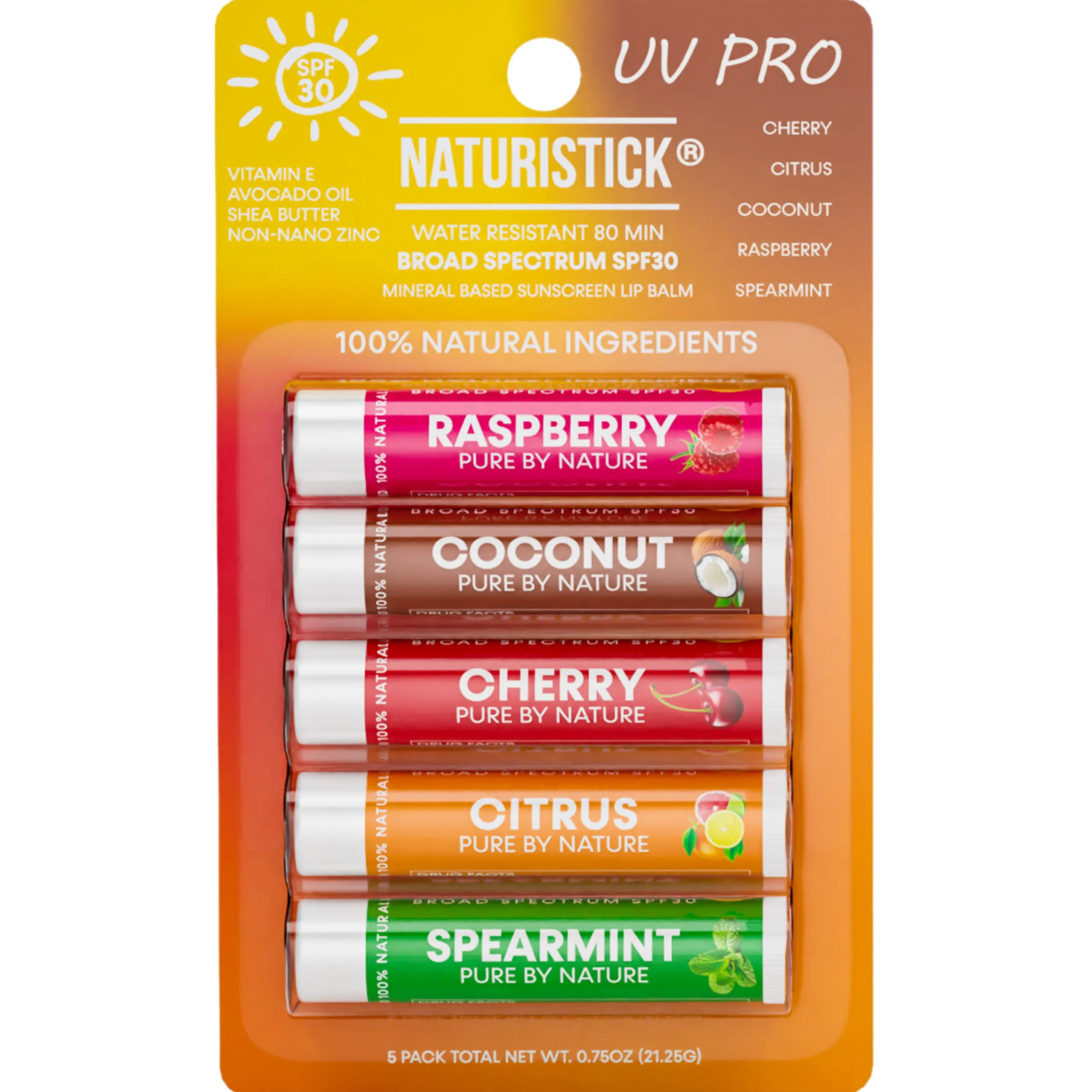 Naturistick UV Pro Mineral SPF 30 Lip Sunscreen 5-Pack | Assorted