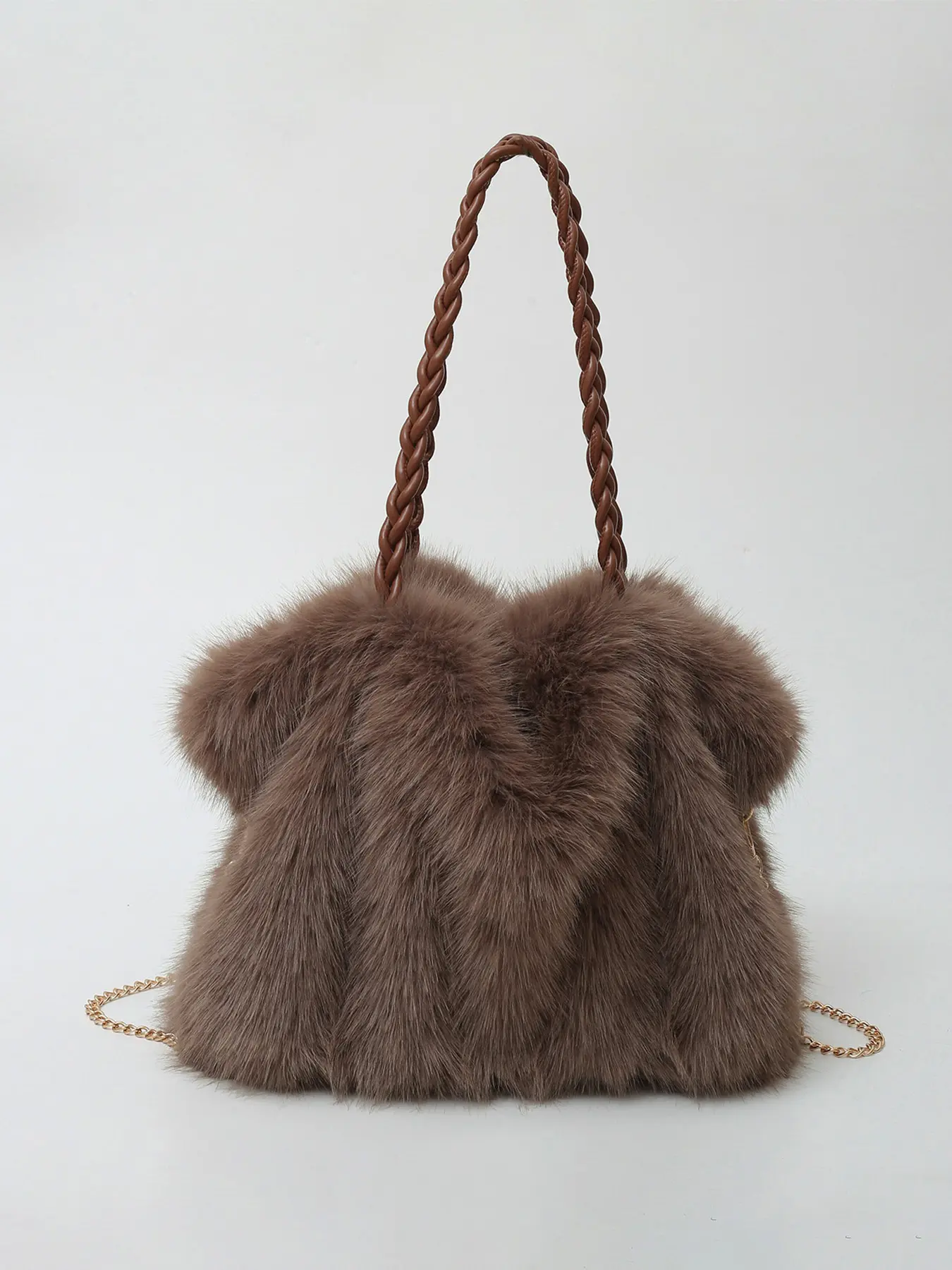 Ladies' Shoulder Bag, Autumn Winter Fashion, Simple & Casual Design, Solid Color, Perfect for Daily Use, Large Capacity, Fluffy Crossbody Shoulder Bags, Crossbody Purse