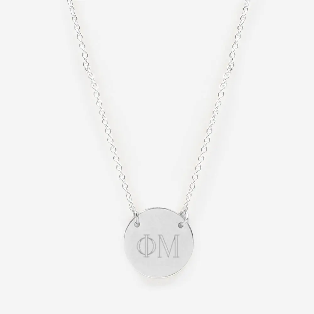 Phi Mu Delicate Disc Necklace | Silver