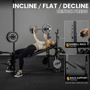 Adjustable Weight Weight Bench 800 lbs 6-in-1 with Pull-Ups, Leg Extensions and Leg Curl, Chest Fly and Preacher Curl Workout Bench Multifunctional Strength Training Bench Press Equipment