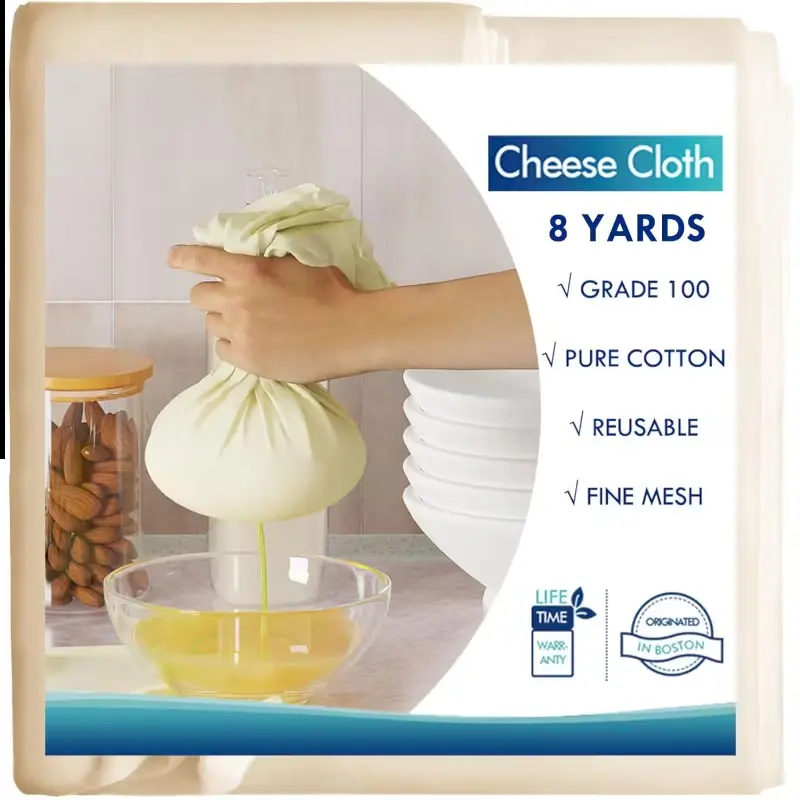 8pcs Reusable Cheesecloth，Ultra-fine Reusable Cheesecloth, 20x20 Inch Hemmed Cheese Cloth for Cooking, Baking, Juicing, Cheese Making, Juicing Cloth, Baking Cloth,Tea Making Tool, Filter Cloth for Soymilk