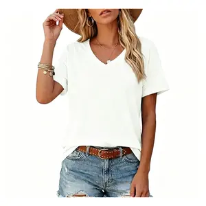 Imily Bela Women's T-shirt 2026 Short-sleeved V-neck shirt Cute and well-fitting Summer casual top