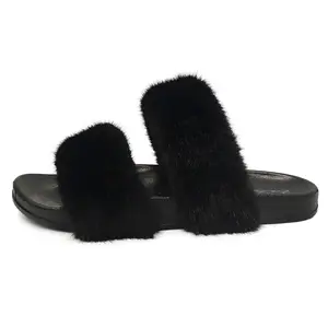 Women's Fluffy Fuzzy Slippers Cozy Comfy Open Toe House Slippers Faux Fur Soft Plush Two Band Slides Anti-Skid Indoor Outdoor Home Bedroom for Women