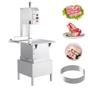 GARVEE Commercial Electric Meat Saw with Adjustable Thickness and Stainless Steel Workbench, Available in 2200W and 850W Models, Featuring High-Speed Bone Cutting Bandsaw for Efficient Frozen Meat Processing