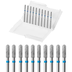 10pcs Round Barrel Cuticle Drill Bits, Carbide Diamond Nail Bits for Dead Skin Removal&Nail Shaping, 3/32'' Two Way Rotate, Professional Manicure Pedicure Salon Tools