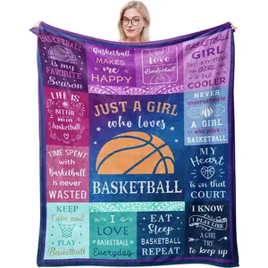 Basketball Gifts for Girls, Christmas Birthday Gifts for Basketball Lovers/Team, Soft Throw Blanket 60"x50"