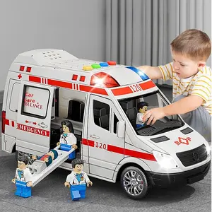 Large Size Ambulance Fire Truck/Plice Car/ Fire Truck/Bus with Openable Doors Music & Story, Simulation Outdoor Play Summer Vibes Gift Set Kids Gift Toys Car Toy for 3-6 Years Old