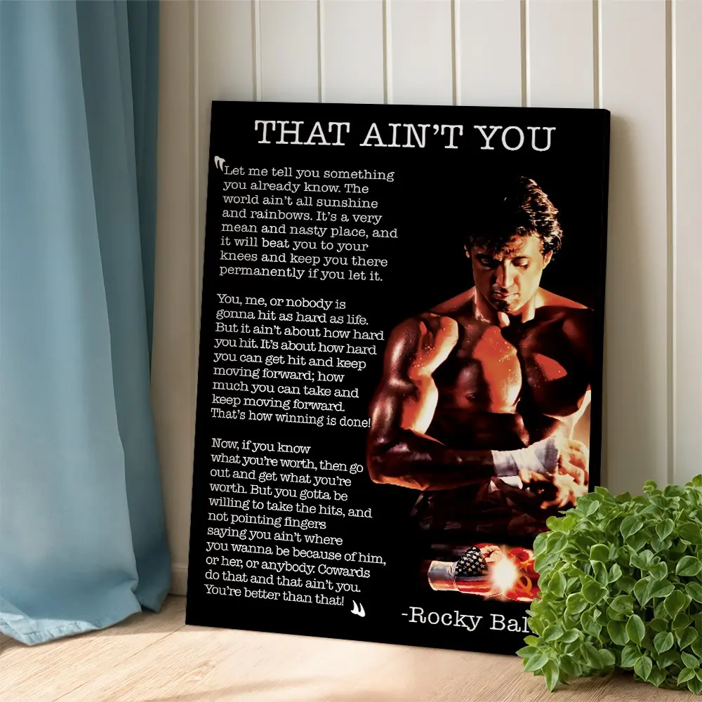 Rocky Balboa Motivational Quote Wall Art, Artistic, Creative Design Print, Inspirational Quotes, Inspirational Boxing Print, and Canvas Decor, Decoration, Living Room & Office Aesthetic, Home Bedroom Decor, Unframed, Gift