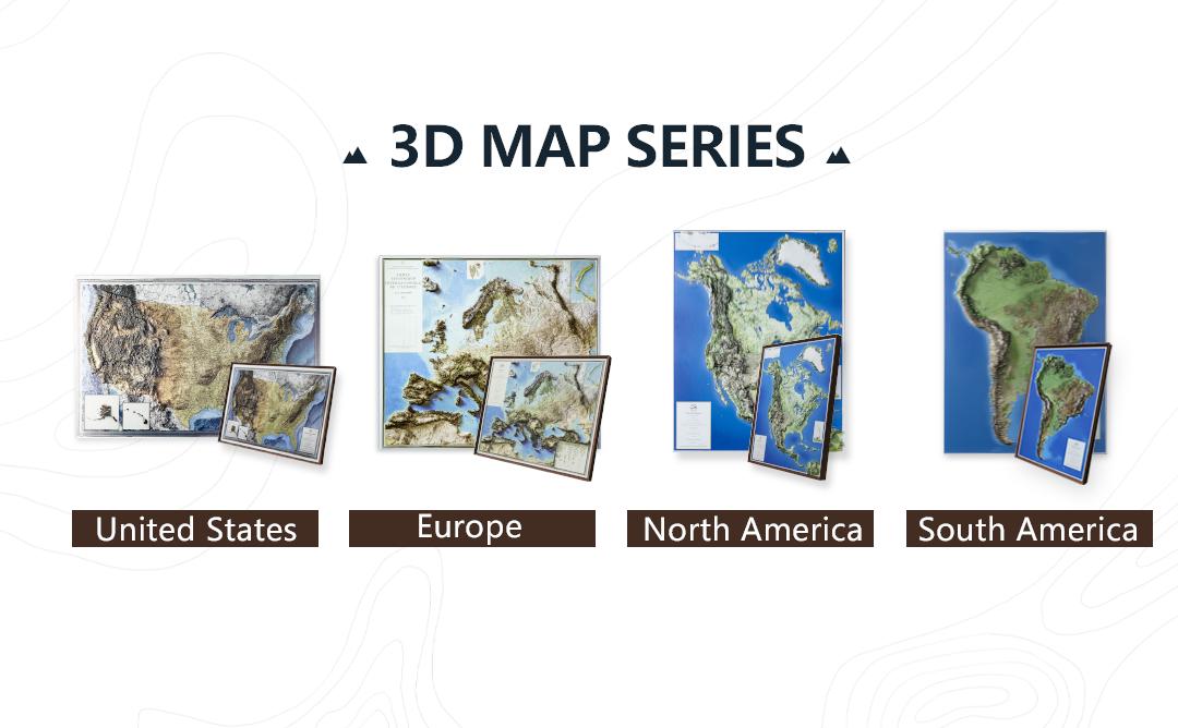 USA 3D Relief Map Wall Art