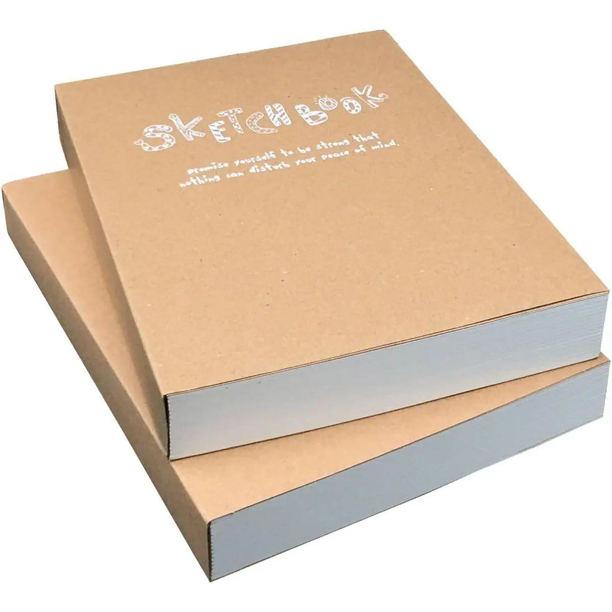 Kraft Cover Drawing Notebook & Sketchbook – Set of 2 Blank Plain Sketch Books – 125g Thick Paper A5 Size, 150x210mm Paper Ideal for Drawing & Sketching- 128 sheets/256 pages – 180 Degree Opening, 2pcs