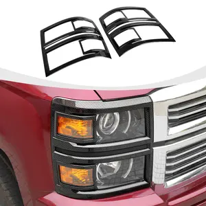 For 2014-2015 Chevy Silverado Front Headlight Lamp Frame Trim Decor Cover Red Bezel High-Quality ABS Material UV & Scratch-Resistant Coating Easy DIY Installation