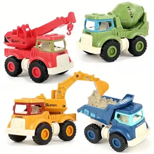 Construction Toy Truck Set with Excavator Dumper Crane Mixer, Sandbox Playset for 2-5 Kids, Perfect Christmas Birthday Gift