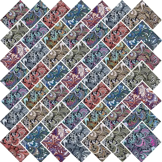 5" 50pcs Cotton Fabric Squares for Sewing Quilting Supplies- Dark Paisley | Good quality wonderful colors beautiful patterns soft and sturdy 100% cotton fabric squares perfect for quilting projects