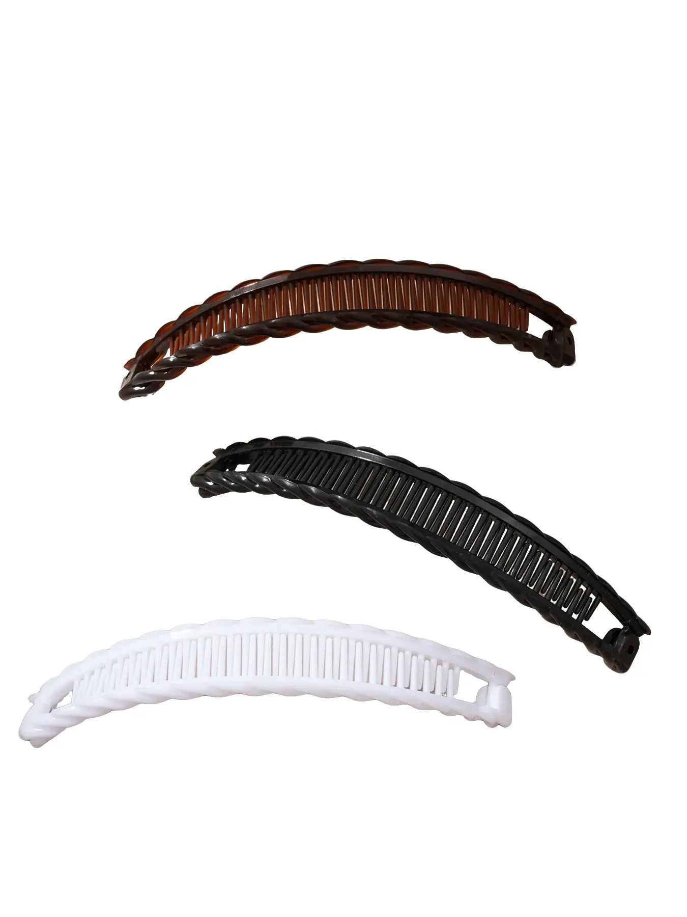 3-piece set of women's plastic hair clips, fish-shaped banana clips, suitable for ponytails, Pony Tail Holders, featuring a safe multi-prong design, simple and fashionable classic color scheme, and versatile style Hair Decor Ponytail Accessories