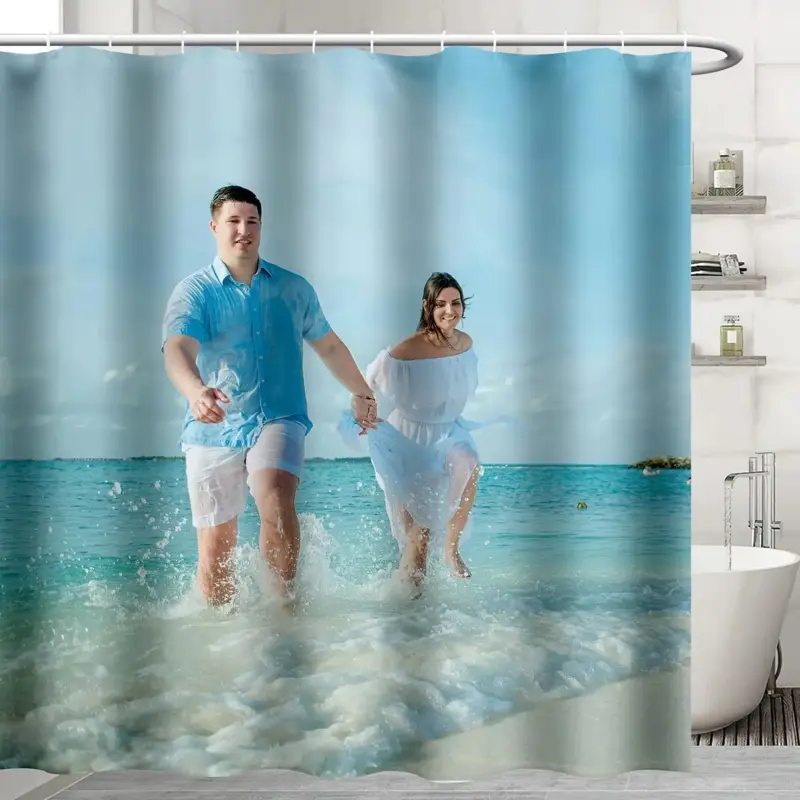 Custom Twill Weave Photo Print Shower Curtain - Personalized Halloween Ghost Golden Cube Design, Waterproof Polyester, Machine Washable, No-Drill Easy Installation, 12 Hooks Included, Elegant Master Bathroom Decor Bath Accessory