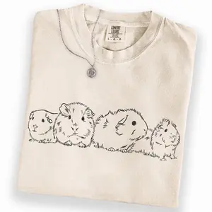 Comfort Colors Guinea Pig Shirt, Minimalist Hand Drawn Guinea Pig Lover Tee, Pet Owner Gift, Cute Rodent Animal T-Shirt