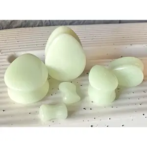 PAIR Glow in the Dark Stone Tear Drop Double Flare Plugs Teardrop Tunnels Gauges