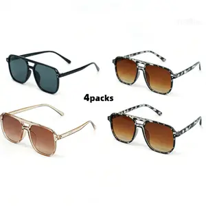 4-Pack Unisex Aviator Sunglasses Set Classic Y2K Style with UV400 Protection Lightweight Frames Versatile for Driving & Outdoor Activities